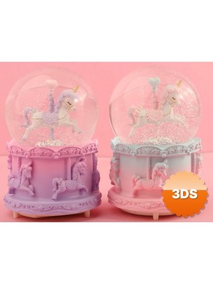 3D Sepetim Atlı Karınca Kar Küresi Orta Boy Dekoratif