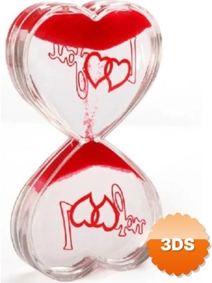 3D Sepetim Kalp Şeklinde Jel Kum Saati I Love You