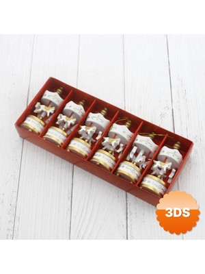 3D Sepetim Dekoratif 6lı Beyaz Mini Atlı Karınca Ahşap El Yapımı 8x3 cm