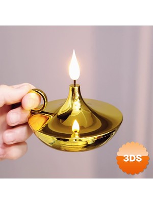 3D Sepetim Dekoratif Gold Pilli Mum Lamba