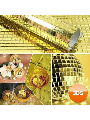 3D Sepetim Kendinden Yapışkanlı Aynalı Kare Gold Sticker 30x30 cm