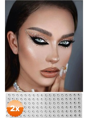 3D Sepetim 2 Adet Yüz Taşı Kristal - Burun, Vücut Taşı, Tattoo Makyaj Taşı, Yapışkanlı, 24 Adet