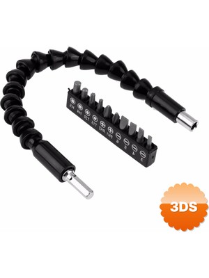 3D Sepetim Matkap Ucu - Bükülebilir Oynar Vidalama Bits Uzatma Aparatı 30cm - Komple Set