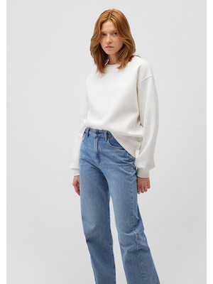 Mavi 1610198-70057 Bisiklet Yaka Beyaz Basic Sweatshirt