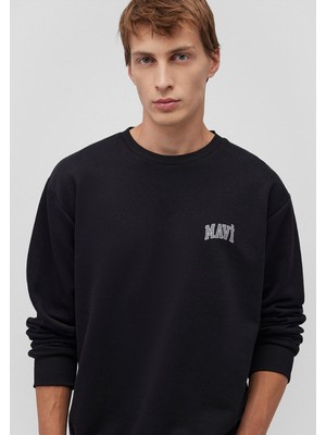 Mavi 0611716-900 Mavi Logo Baskılı Siyah Sweatshirt