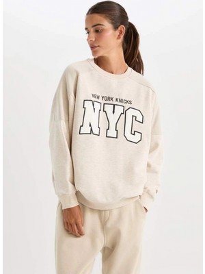 DeFacto D2429 Nba New York Knicks Oversize Sweatshirt