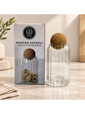 Akıllı Bayi Mantar Kapaklı Küçük Çizgili Kavanoz