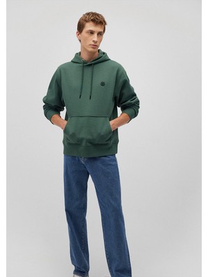 Mavi 065809-71580 Mavi Logo Nakışlı Kapüşonlu Yeşil Sweatshirt