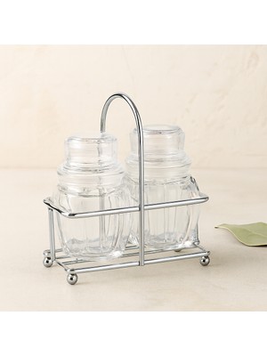 Akıllı Bayi Akrilik Tuzluk Biberlik Baharatlık Metal Standlı