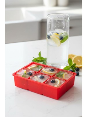 Akıllı Bayi 6 Hazneli Silikon Buz Kalıbı & Çok Amaçlı Buzluk ve Dondurucu Organizeri 11X16 cm