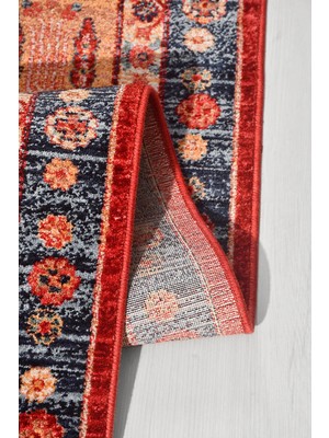 Anatolia Anatolıa Halı Buhara - Vintage- Kiremit/lacivert/turuncu  - Sabit Ölçü- Oturma Odası,salon - Robot Süpürgeye Uyumlu-Kolay Temizlenebilir