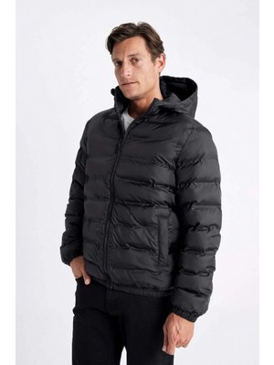 DeFacto D1185 Slim Fit Su Itici Kapüşonlu Mont