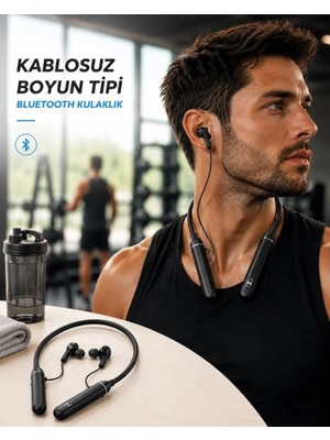 MiraLive Boyun Tipi Kablosuz Bluetooth Kulaklık Uzun Pil Ömrü Mikrofonlu