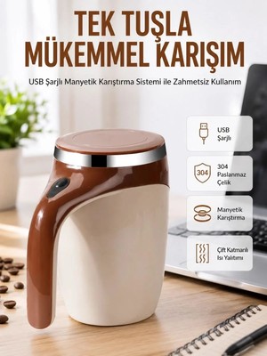 MiraLive USB Şarjlı Elektrikli Karıştırıcı Kupa – Sıcak & Soğuk Içecekler Için