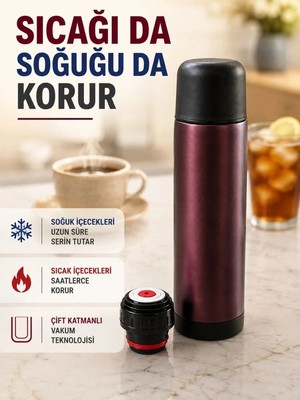 MiraLive Paslanmaz Çelik Vakumlu Termos Sıcak ve Soğuk Içecek Termosu