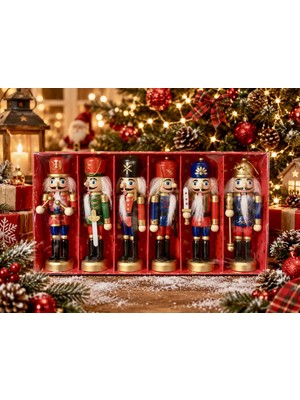 Pim İthalat Kurşun Asker Ahşap Dekoratif Eşya 6 Lı Set 12.5 / 13CM Th8