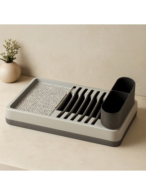 Akıllı Bayi Tezgah Üstü Bulaşıklık 26X42X12 cm - Gri (Tabaklık & Kaşıklık)