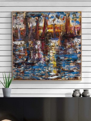 Simurg Sanatevi Istanbul'da Kuşların Şarkısı Yağlı Boya Tablosu - Tuval Üzerine El Yapımı - 120 x 120 cm