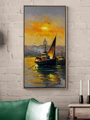Simurg Sanatevi Günbatımının Sessiz Tanıkları Yağlı Boya Tablosu - Tuval Üzerine El Yapımı - 40 x 80 cm