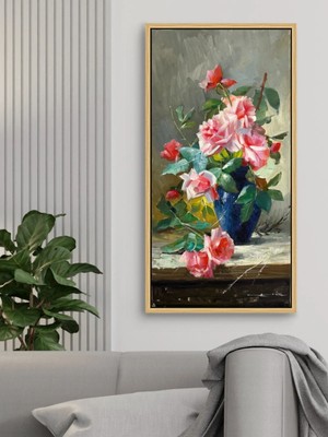 Simurg Sanatevi Canlı Kontrast Yağlı Boya Tablosu - Tuval Üzerine El Yapımı - 40 x 80 cm