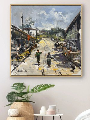 Simurg Sanatevi Memleket Havası Yağlı Boya Tablosu - Tuval Üzerine El Yapımı - 100 x 100 cm