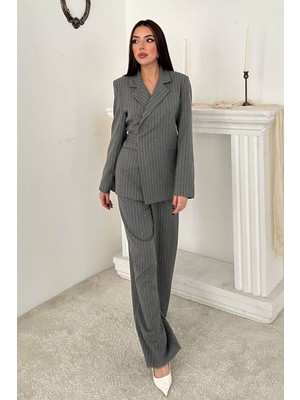 Maxi Modena Gri Blazer Ceket Pantolon Takım