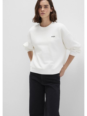 Mavi 1S10490-70057 Mavi Logo Baskılı Ekru Sweatshirt