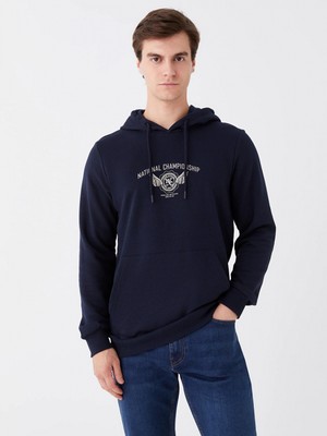 LC Waikiki Xsıde Lacivert Uzun Kollu Baskılı Erkek Hoodie