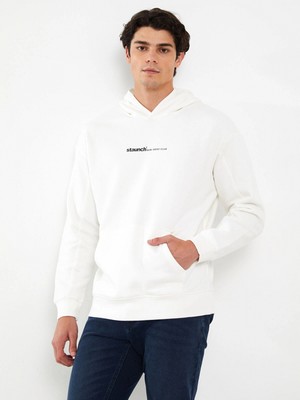 LC Waikiki Xsıde Beyaz Uzun Kollu Baskılı Erkek Kalın Hoodie