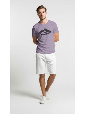 Modanı Seç Erkek Urban Geometry Baskılı Slim Fit Günlük Tişört