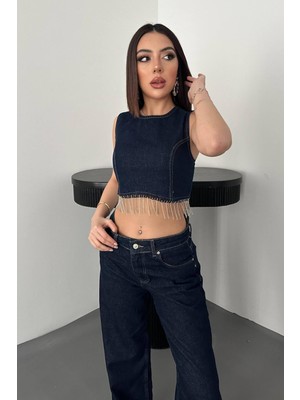 Modanı Seç Mavi Altı Zincirli Bluz
