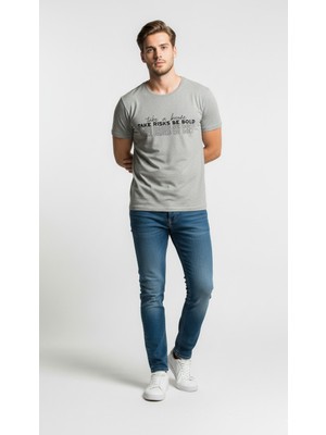 Modanı Seç Erkek Motivasyon Yazı Baskılı Modern Günlük T-Shirt