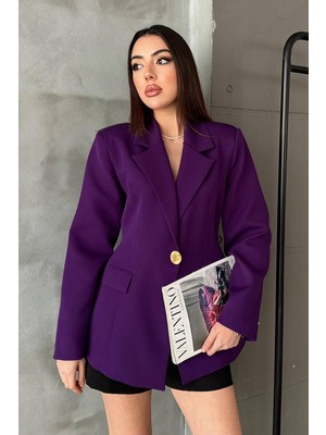 Modanı Seç Mor Belden Oturtmalı Blazer Ceket