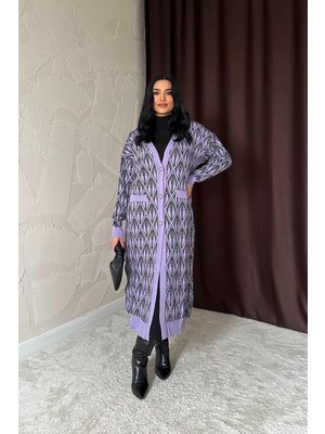Modanı Seç Lila Düğmeli Triko Hırka