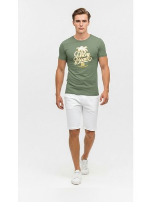Modanı Seç Palm Beach California Baskılı Erkek Günlük T-Shirt Spor Stil