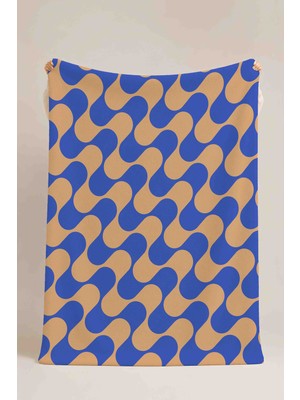 Luvis Store Groovy Waves Geometrik Desenli Çok Amaçlı Polar Battaniye & Örtü