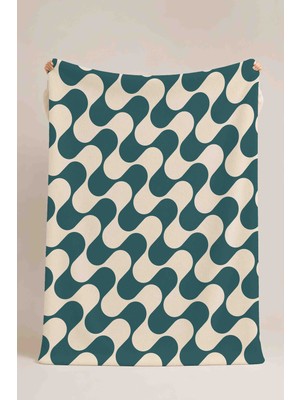 Luvis Store Groovy Waves Geometrik Desenli Çok Amaçlı Polar Battaniye & Örtü