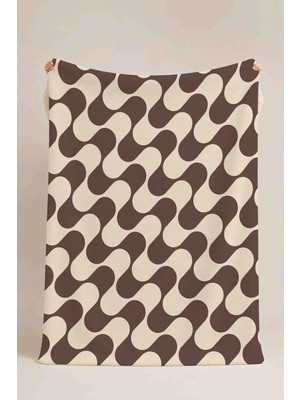 Luvis Store Groovy Waves Geometrik Desenli Çok Amaçlı Polar Battaniye & Örtü
