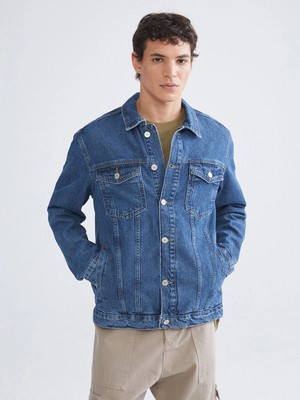 LC Waikiki Lcw Jeans Indigo Standart Kalıp Erkek Jean Ceket
