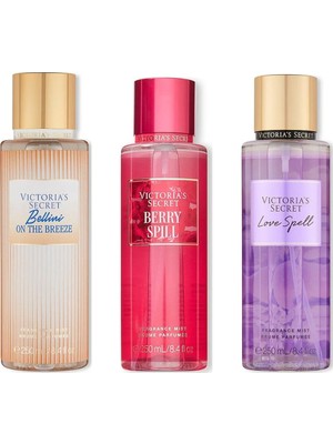 Victoria's Secret 3'lü Vücut Spreyi Seti - Berry Spill + Bellini On The Breeze + Love Spell (3 x 250 Ml)