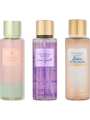Victoria's Secret 3'lü Vücut Spreyi Seti - Pistachio Crème + Bellini On The Breeze + Love Spell (3 x 250 Ml)