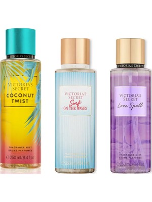 Victoria's Secret 3'lü Vücut Spreyi Seti - Coconut Twist + Surf On The Waves + Love Spell (3 x 250 Ml)
