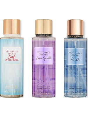 Victoria's Secret 3'lü Vücut Spreyi Seti - Rush + Surf On The Waves + Love Spell (3 x 250 Ml)