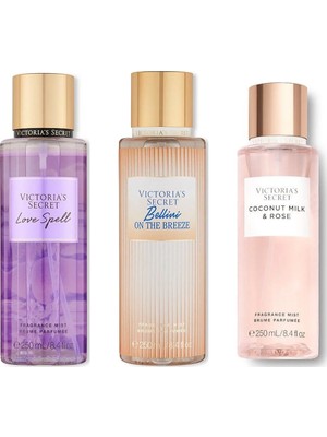 Victoria's Secret 3'lü Vücut Spreyi Seti - Coconut Milk & Rose Calm + Bellini On The Breeze + Love Spell (3 x 250 Ml)