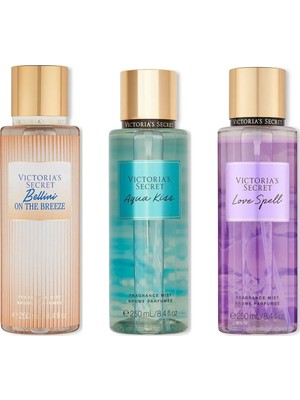 Victoria's Secret 3'lü Vücut Spreyi Seti - Aqua Kiss + Bellini On The Breeze + Love Spell (3 x 250 Ml)