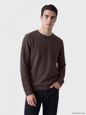 LC Waikiki Lcwaıkıkı Classic Kahverengi Bisiklet Yaka Erkek Sweatshirt