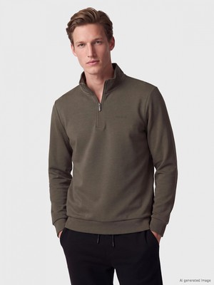 LC Waikiki Southblue Haki Dik Yaka Erkek Sweatshirt