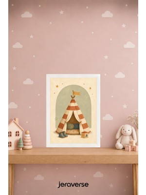 Jeraverse Minik Kulüp Evi Çocuk Odası Duvar Tablosu - 15 x 21 Inci Beyaz