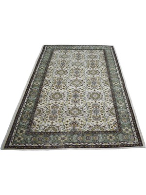 Zehra Abla Halı Vintage El Dokuma Bej Krem Çiçekli Nadir Burdur Yün Halı 7733