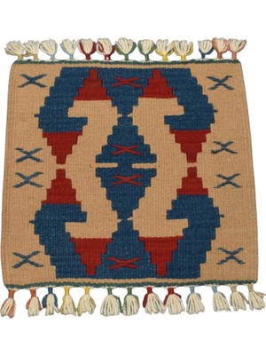 Zehra Abla Halı Yeni El Dokuma Köşe Kare Sandalye Minderi Pınarbaşı Kayseri Yün Kilim 7740